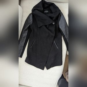 Mackage wool coat with leather sleeves